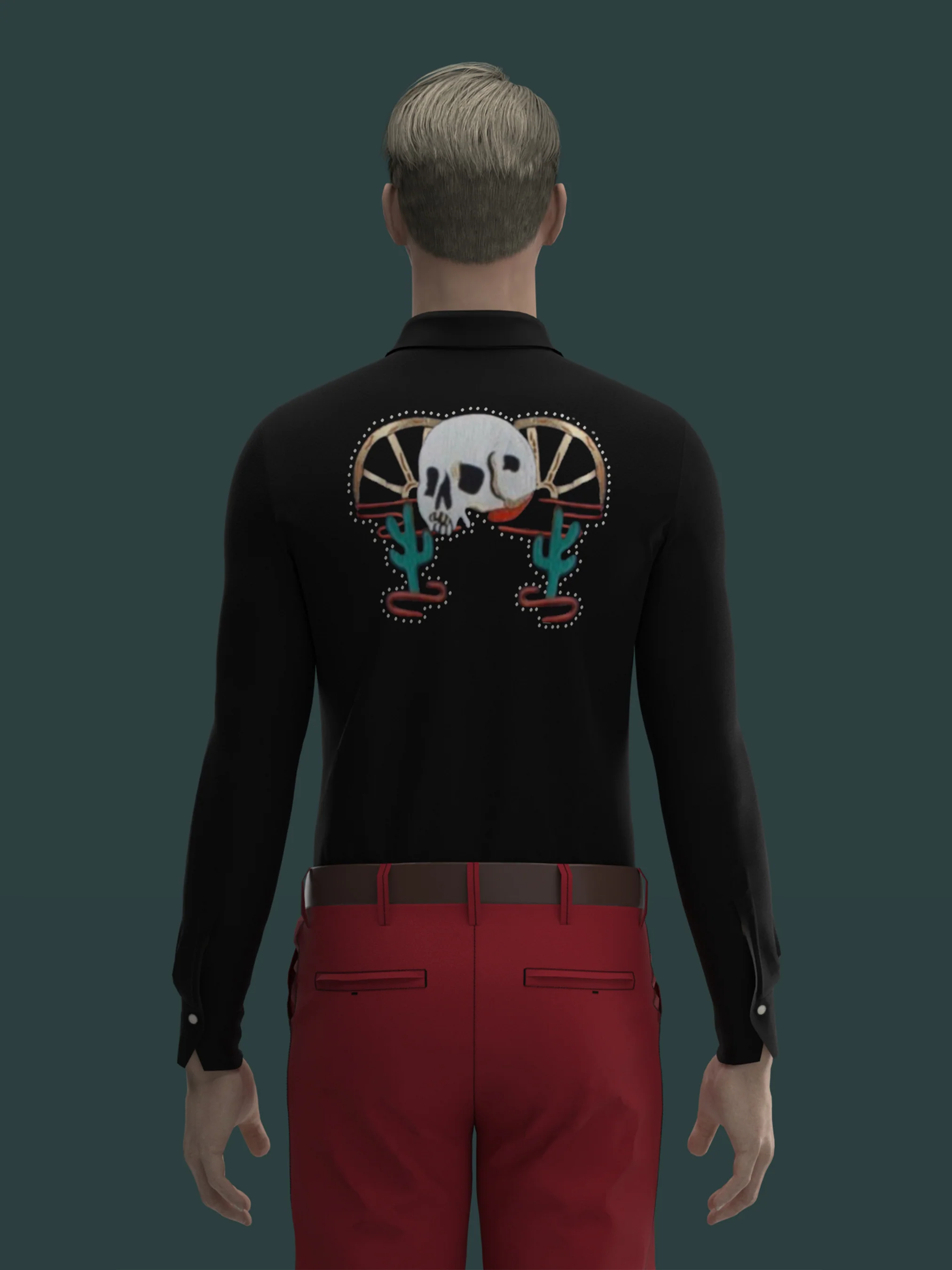 Skeleton Halloween Saloon Shirt - Image 2