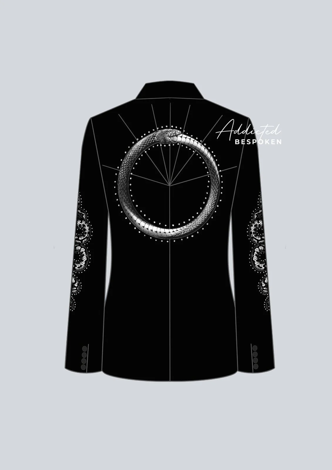 Snake Embroidered Black Suit - Image 4
