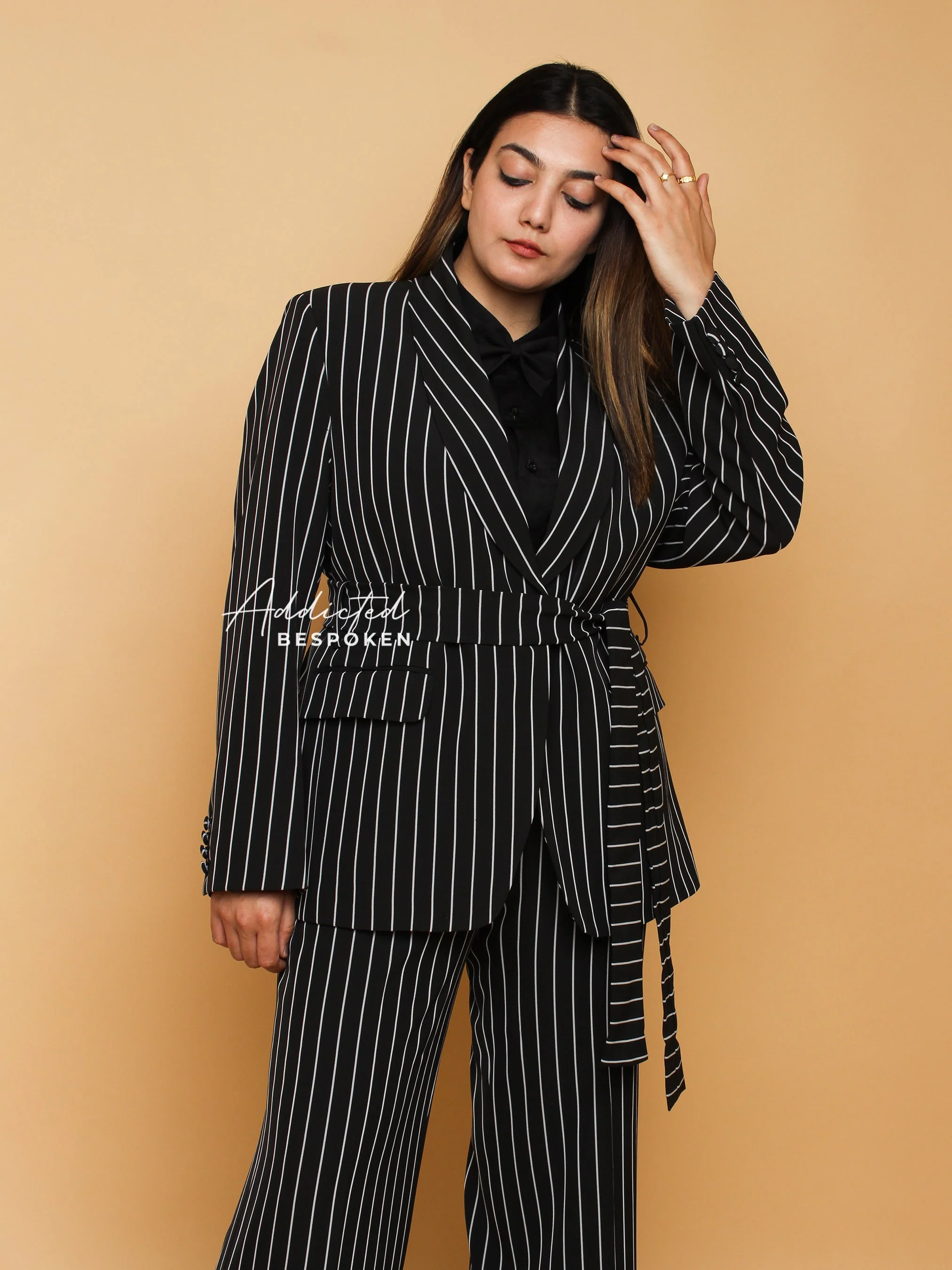 Striped Belted Business Chic - Image 2