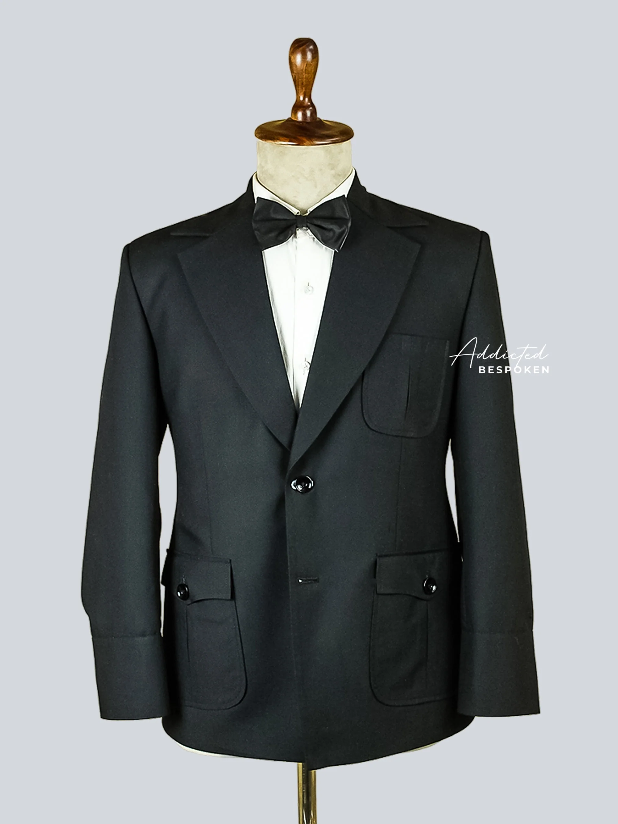 Tailored Black Cotton Safari Blazer