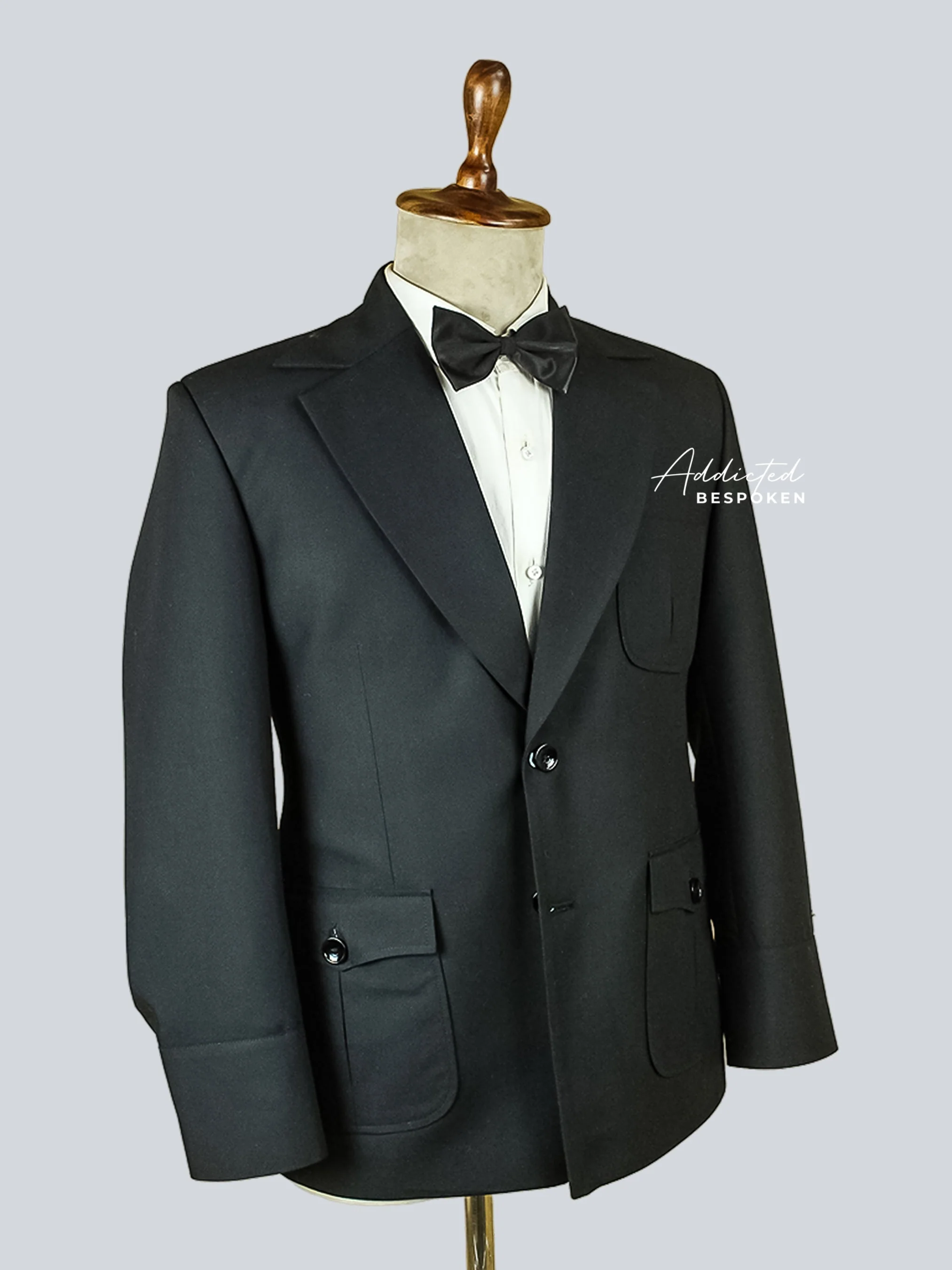 Tailored Black Cotton Safari Blazer - Image 2