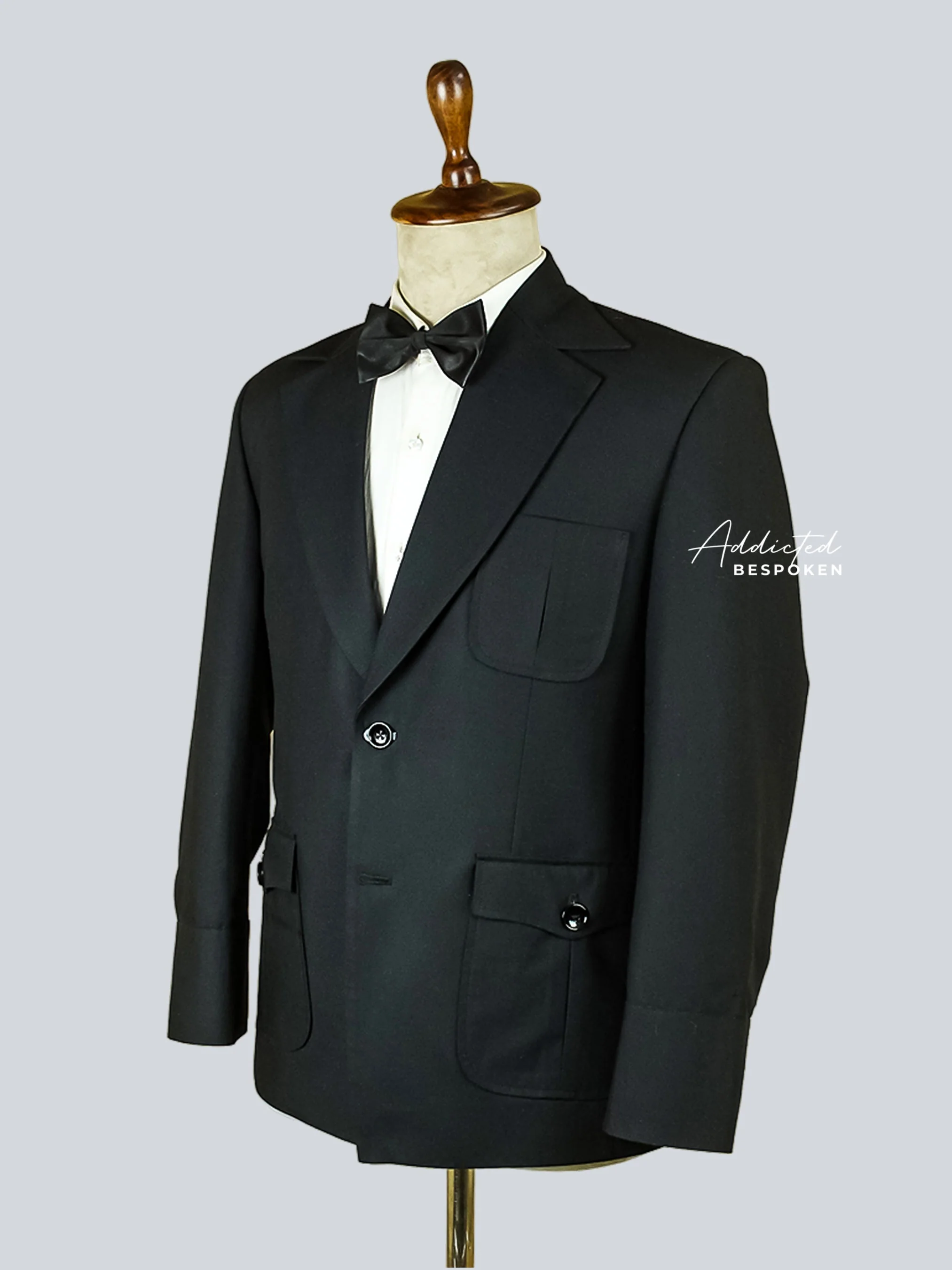 Tailored Black Cotton Safari Blazer - Image 3