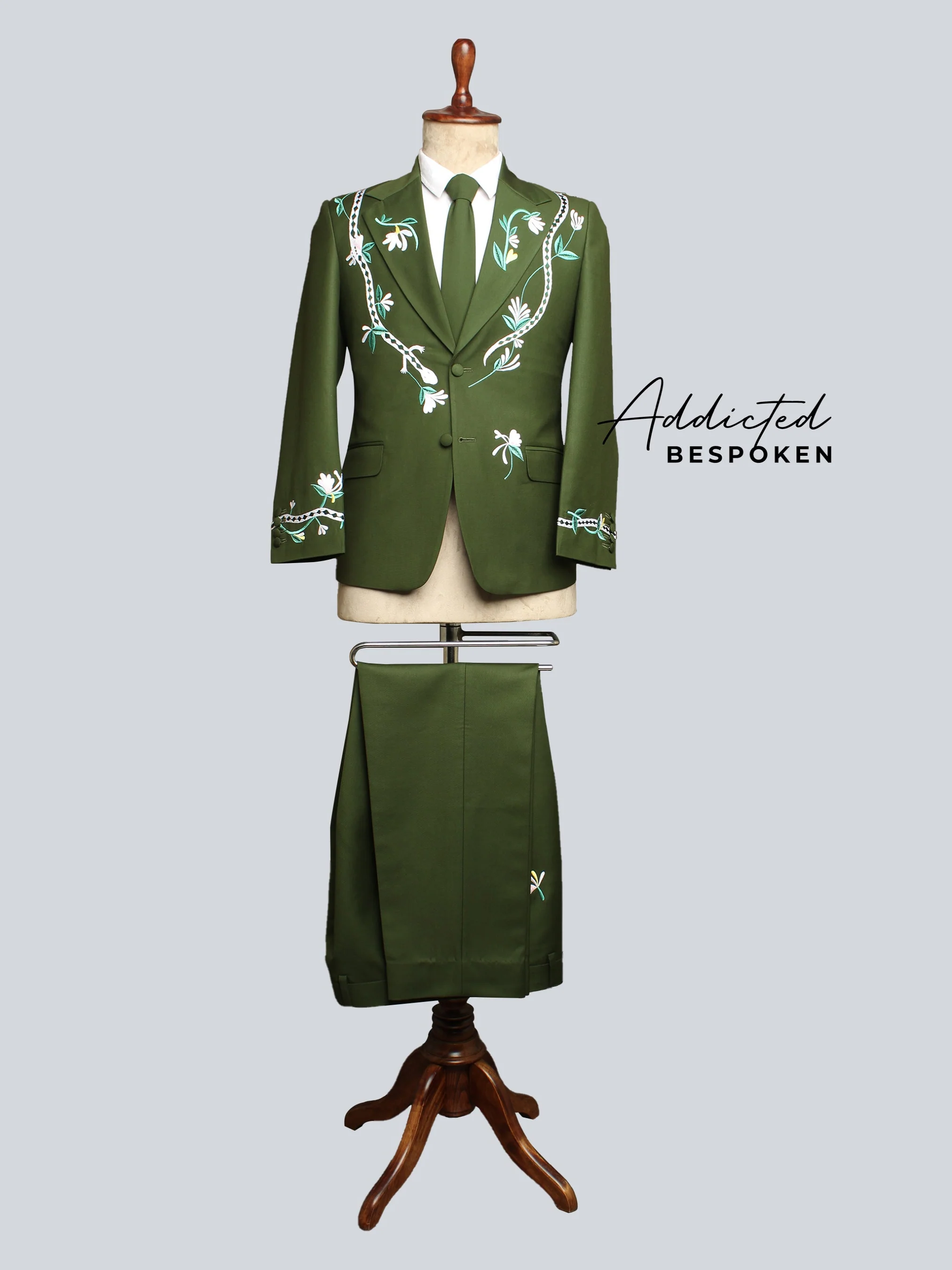Verdant Elegance Floral Embroidered Suit - Image 2