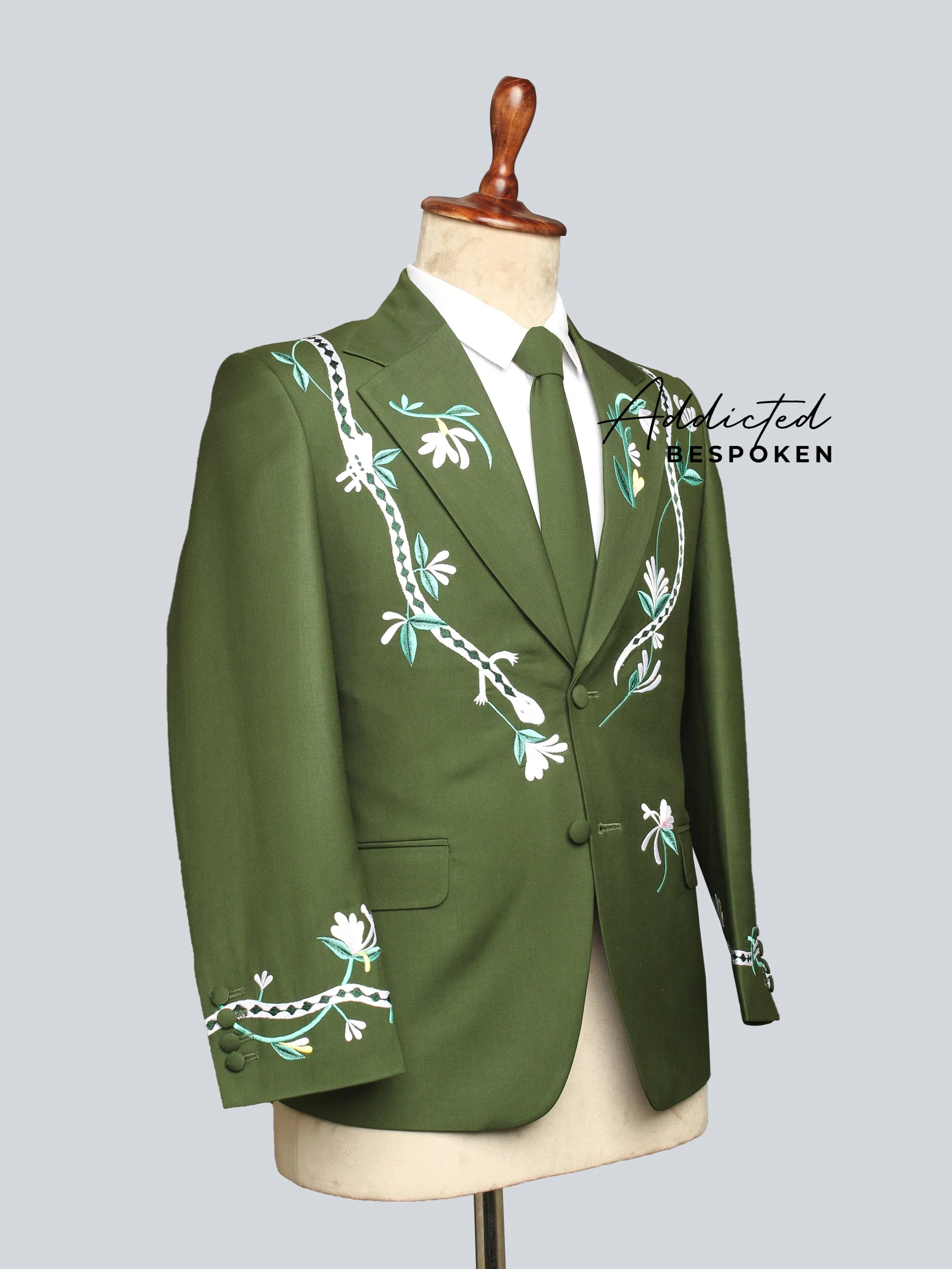 Verdant Elegance Floral Embroidered Suit - Image 4