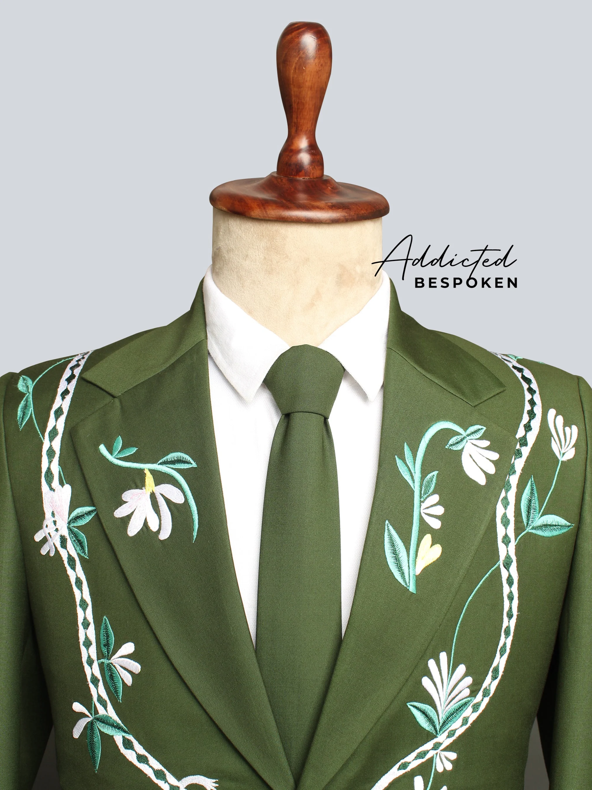 Verdant Elegance Floral Embroidered Suit - Image 5