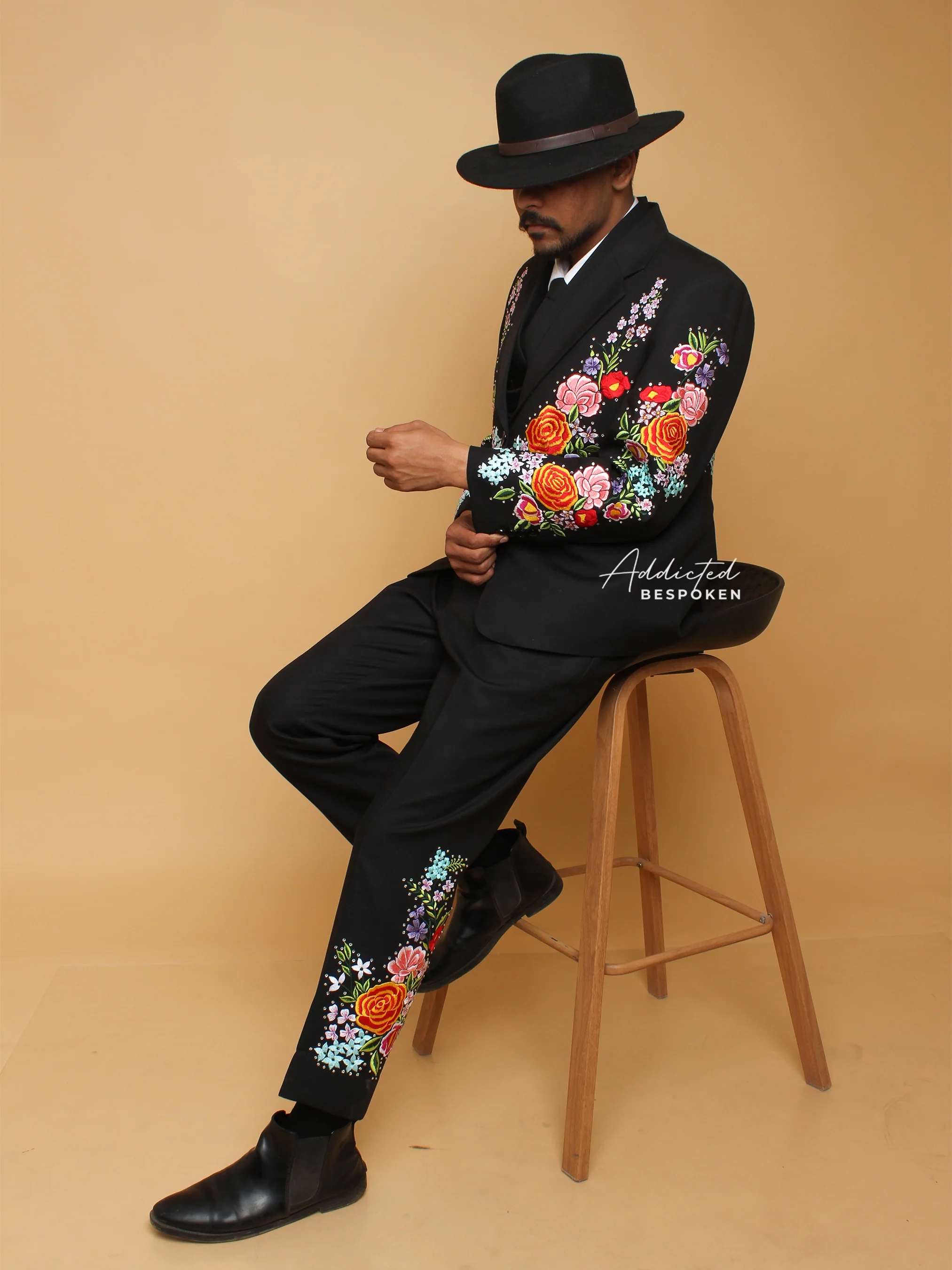 Vibrant Flora & Fauna Embroidered Suit - Image 2