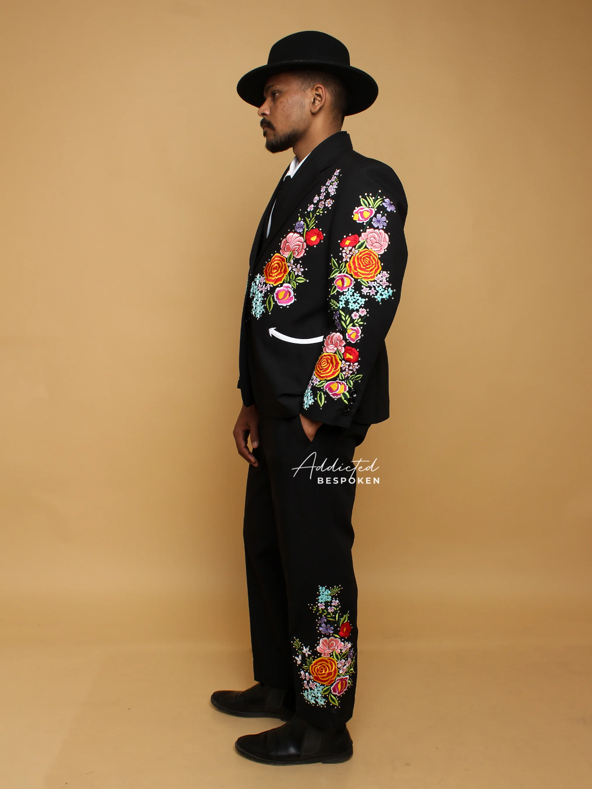 Vibrant Flora & Fauna Embroidered Suit - Image 3