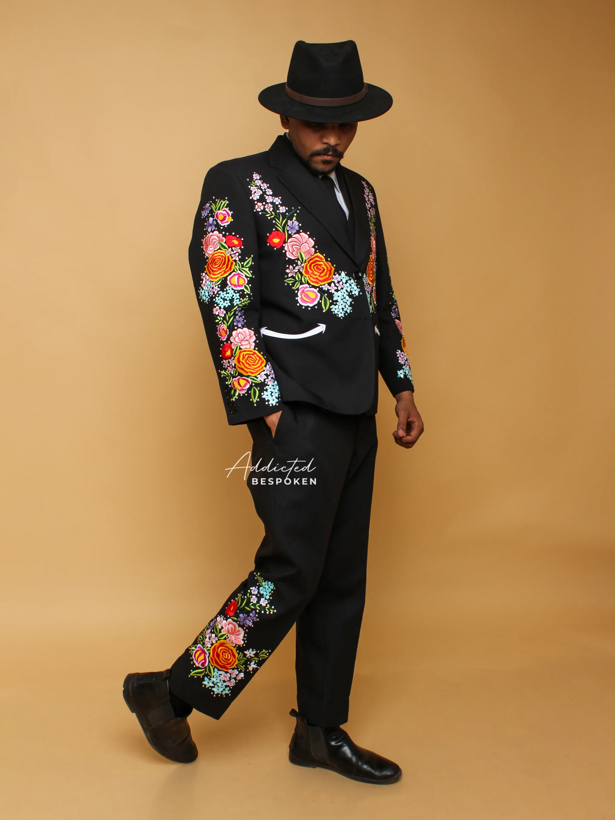 Vibrant Flora & Fauna Embroidered Suit - Image 4