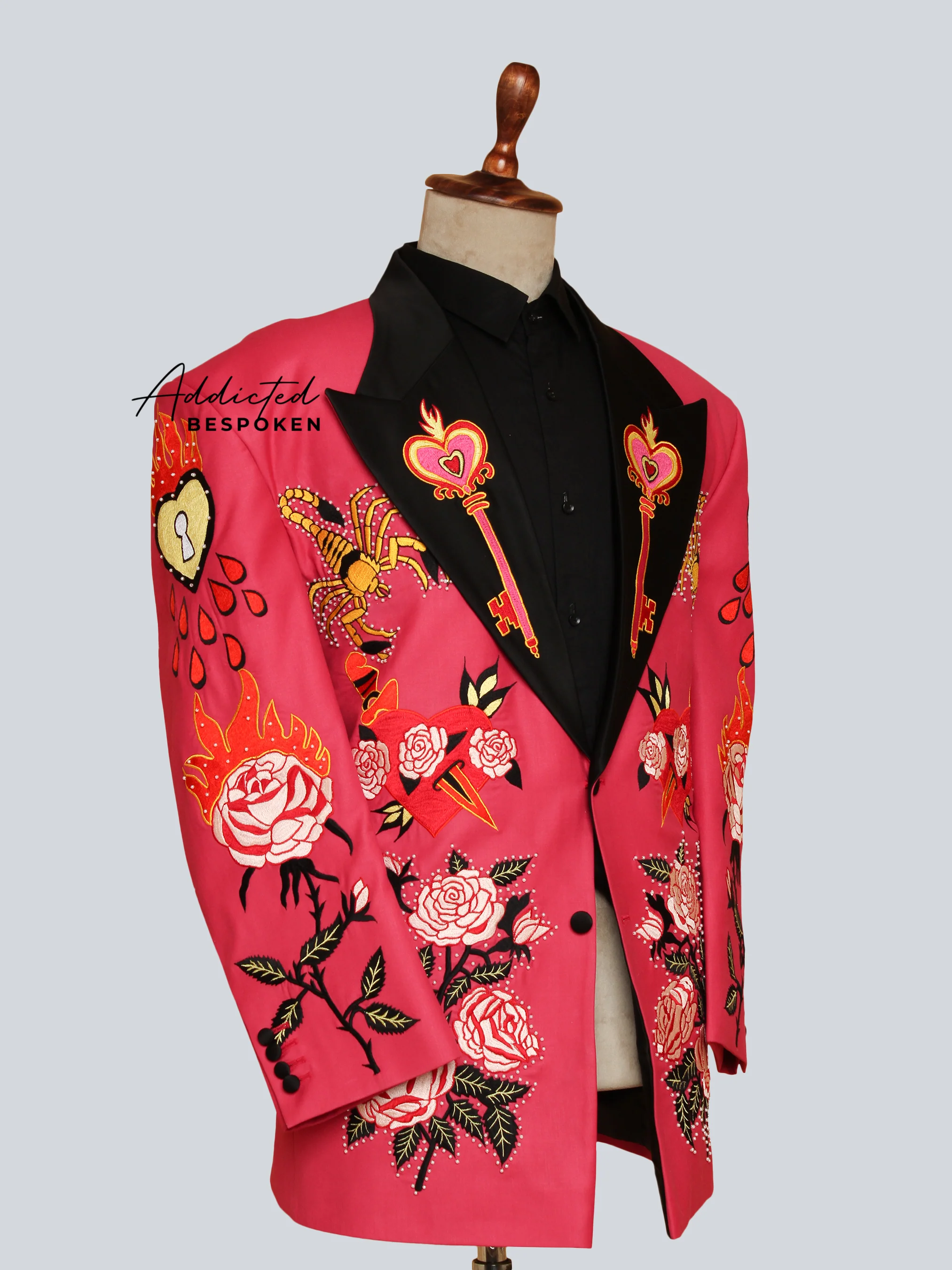 Vivid Rose Embellished Suit - Image 3